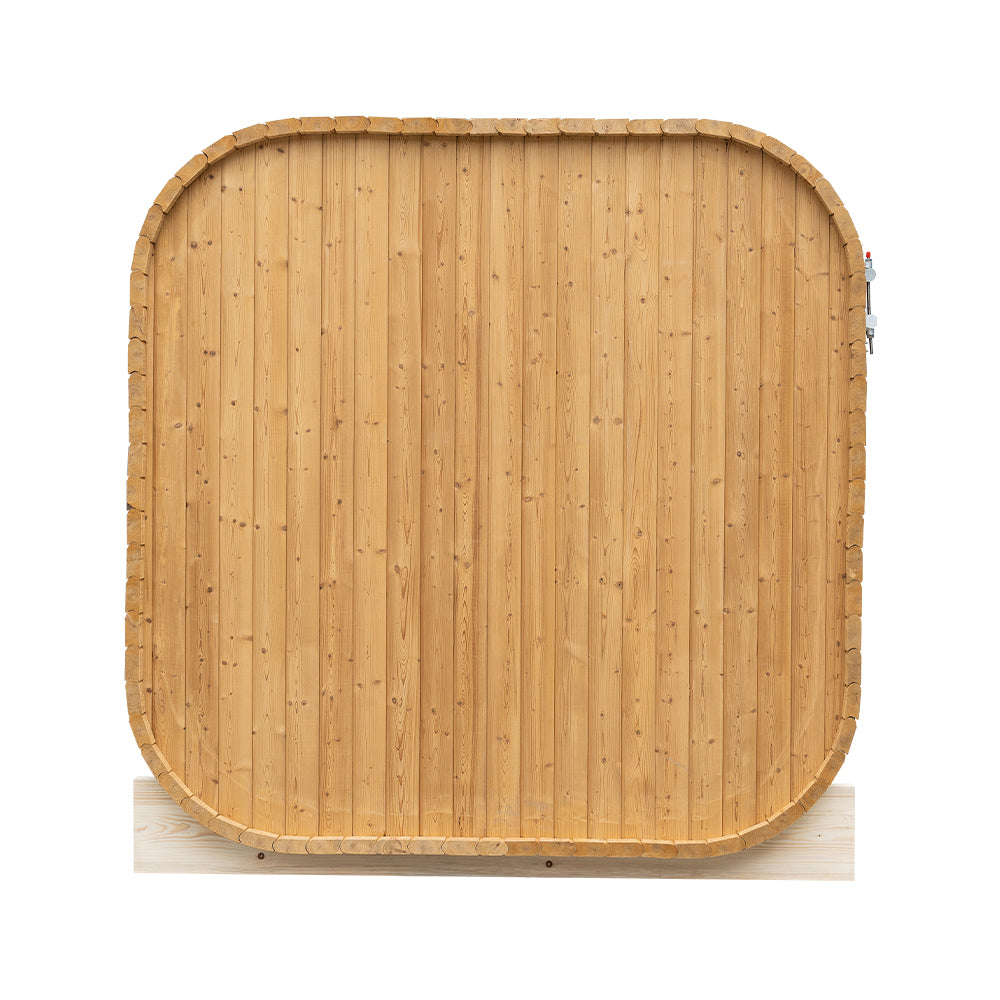 back photo of wooden sauna with white background