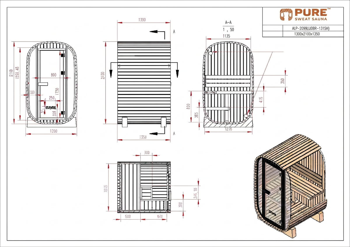 The Minna — Compact 2/3 Person Electric Outdoor Sauna NZ