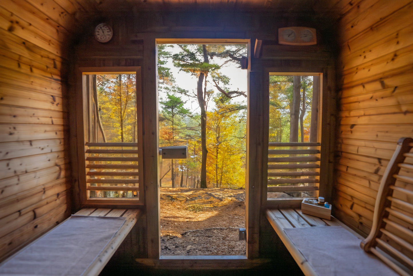 interior wooden sauna lifestyle photo