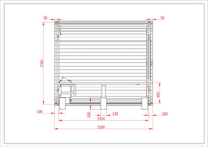 The Luukas Outdoor Sauna 2.1m * 1.8m - 6 Person Sauna
